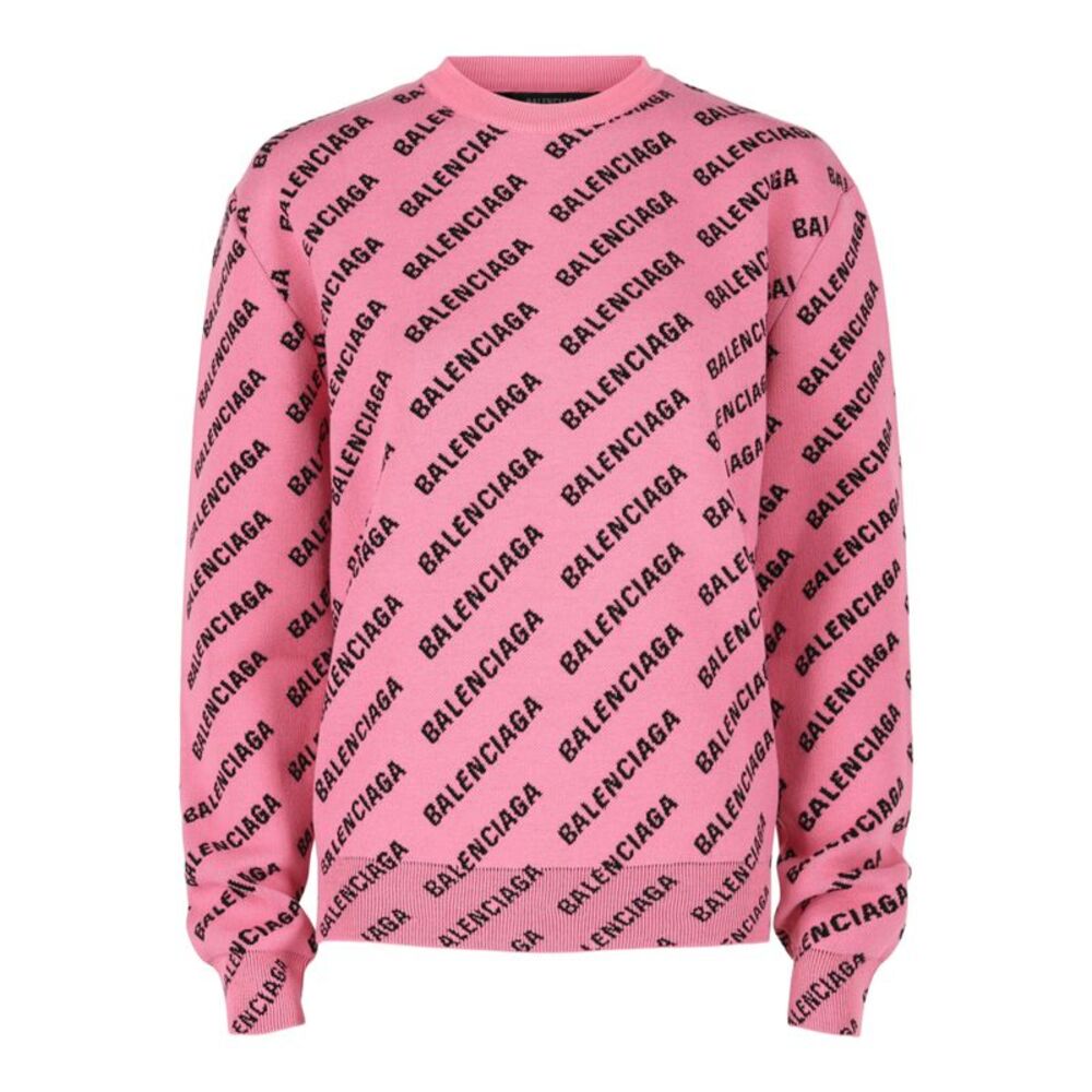 Balenciaga Allover Logo Knit Sweater Multi Womens